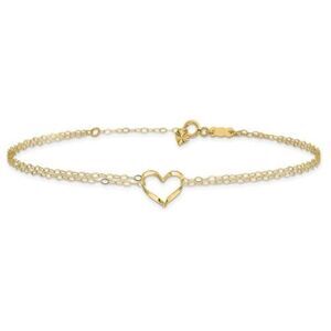 14k Double Strand Heart Anklet, Brand New